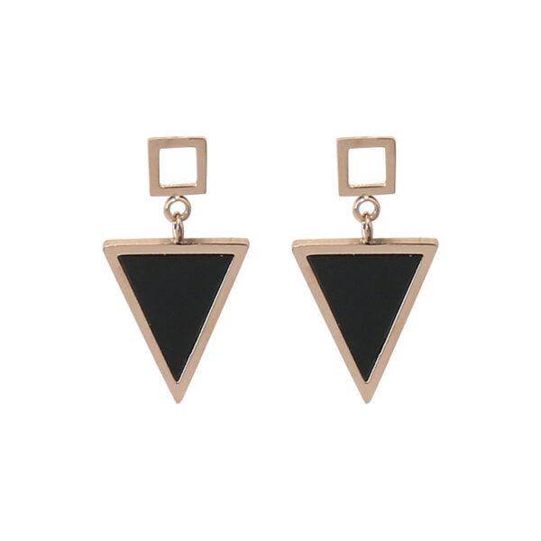 Titanium steel color gold triangle earrings earrings female simple temperament fashion wild earrings - Image 5