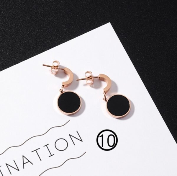 Japan and South Korea simple long tassel titanium steel earrings temperament triangle round geometric earrings - Image 5