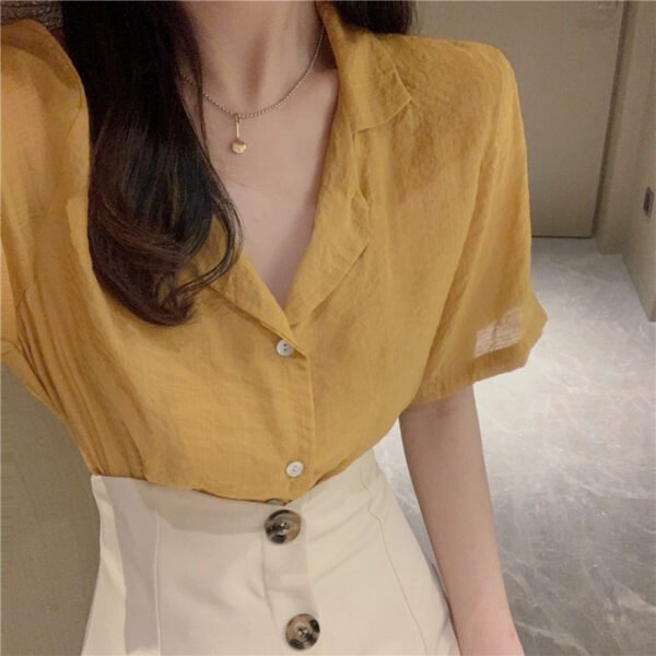 V-neck single-breasted retro umbrella skirt - Image 10