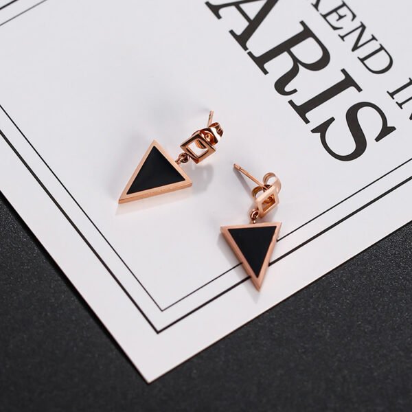 Titanium steel color gold triangle earrings earrings female simple temperament fashion wild earrings - Image 4