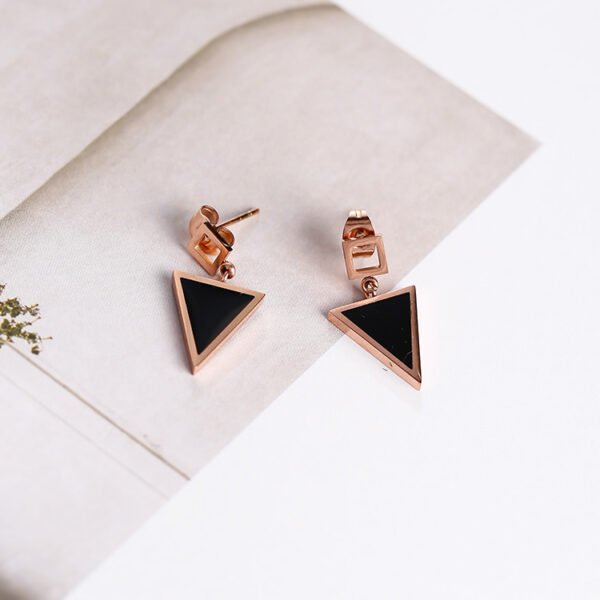 Titanium steel color gold triangle earrings earrings female simple temperament fashion wild earrings - Image 3