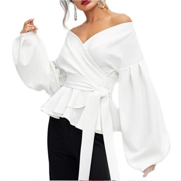 Women Sexy Shirts Ladies Bowknot Shirt - Image 5