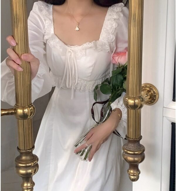 French Retro Square Neck Fairy Skirt - Image 4