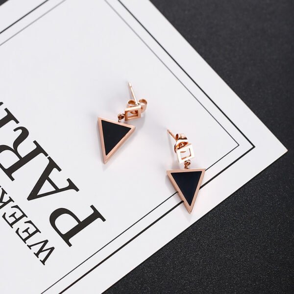 Titanium steel color gold triangle earrings earrings female simple temperament fashion wild earrings - Image 2