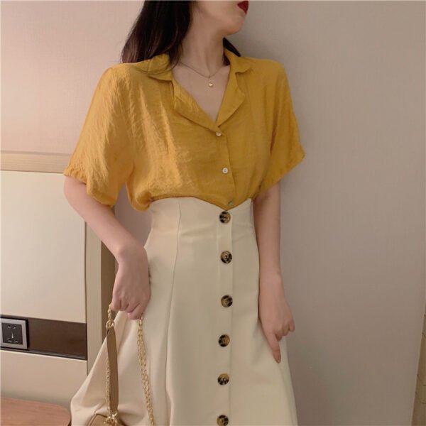 V-neck single-breasted retro umbrella skirt - Image 7