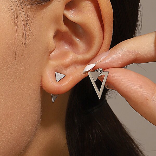 Geometric Diamond Double-layer Combination Earrings Simple Temperamental All-match - Image 9
