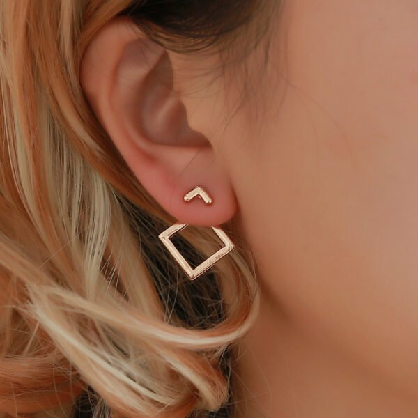 Geometric Diamond Double-layer Combination Earrings Simple Temperamental All-match - Image 4