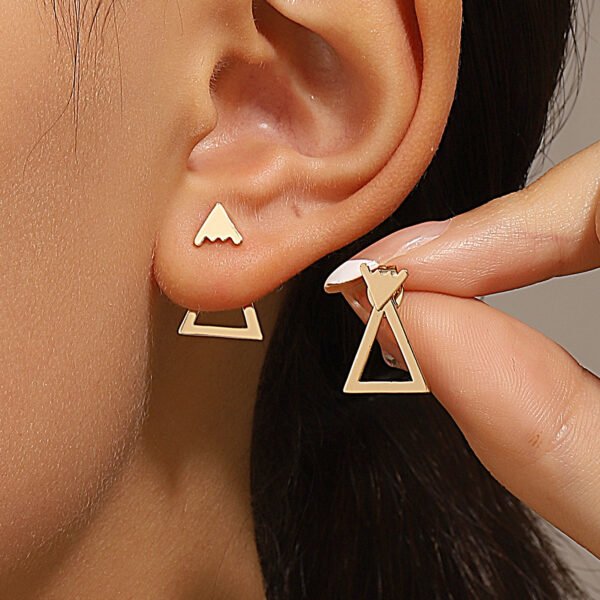 Geometric Diamond Double-layer Combination Earrings Simple Temperamental All-match - Image 7