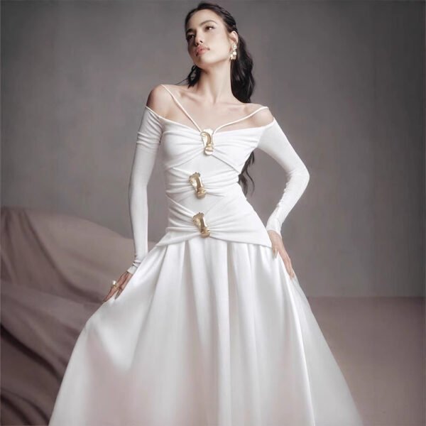 Women's Fashion Personalized Off-neck Waist Dress - Image 2