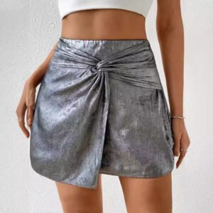 High Waist Twisted Mini Skirt