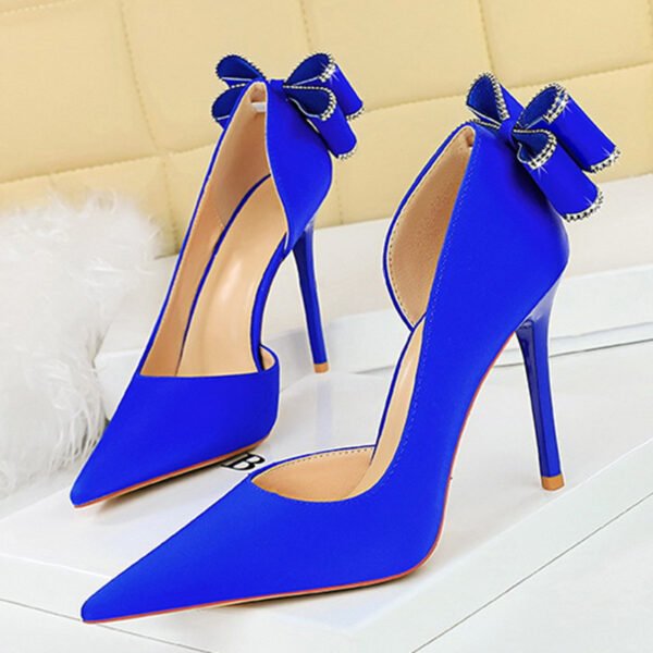 Sexy Low-Cut Pointed Toe Rhinestone Stiletto Heel High Heels for Women - Image 8