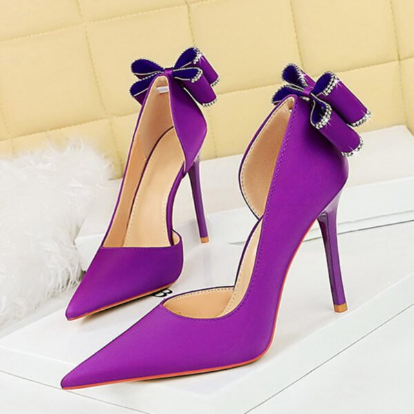 Sexy Low-Cut Pointed Toe Rhinestone Stiletto Heel High Heels for Women - Image 3