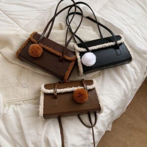 Fashion Solid Color Small Square Bag Pendant With Plush Edges