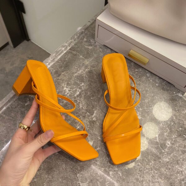 Thick Heel Slippers – Stylish Comfortable Block Heel - Image 3