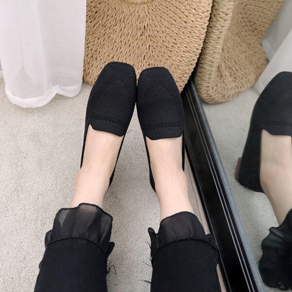 Flat Square Toe Shoes Knitted Soft Sole Ballerina Shoes - Image 5