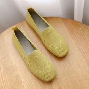 Flat Square Toe Shoes Knitted Soft Sole Ballerina Shoes