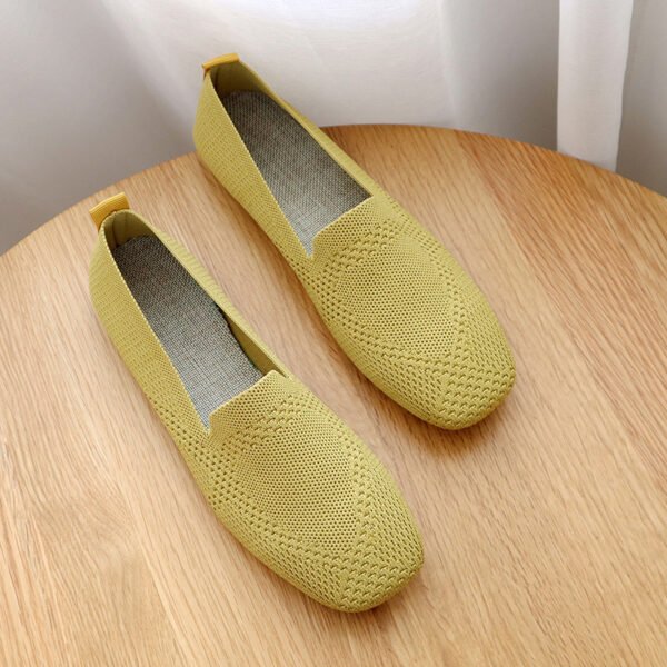 Flat Square Toe Shoes Knitted Soft Sole Ballerina Shoes