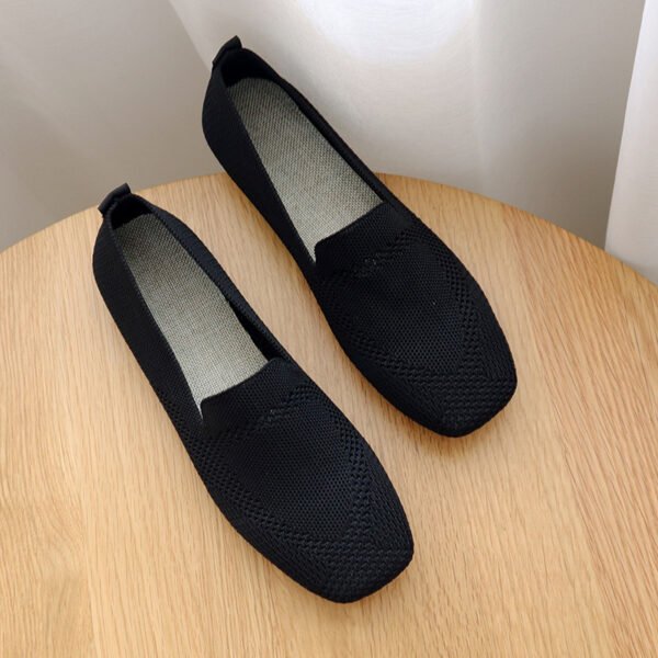 Flat Square Toe Shoes Knitted Soft Sole Ballerina Shoes - Image 4