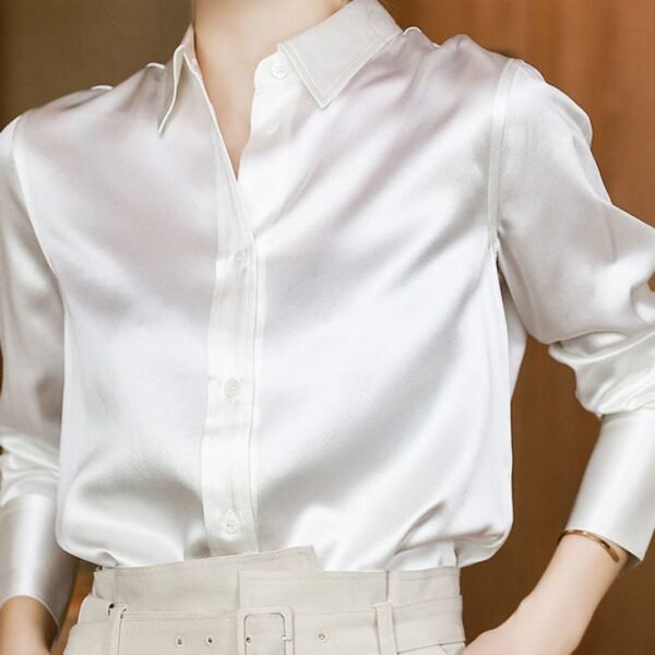 White Satin Silk Shirt