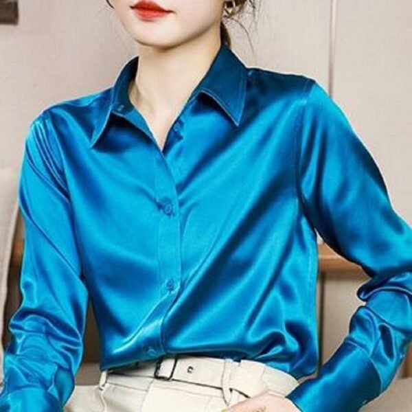 Women’s White Satin Silk Shirt – Pearlescent Crepe Mulberry Imitation | Kanshoppers - Image 4