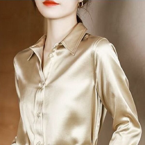 Women’s White Satin Silk Shirt – Pearlescent Crepe Mulberry Imitation | Kanshoppers - Image 5