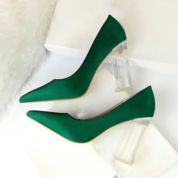 Women's Stiletto Satin Pumps – Transparent Block High Heels - Image 8