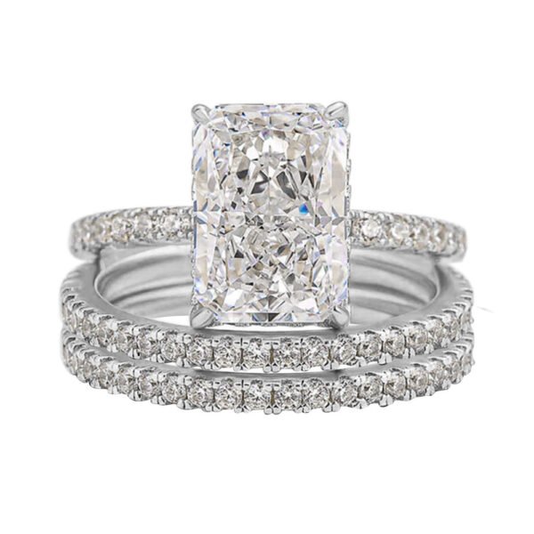 S925 Sterling Silver Ice Flower Cut Zircon Ring Set – Super Shiny - Image 8