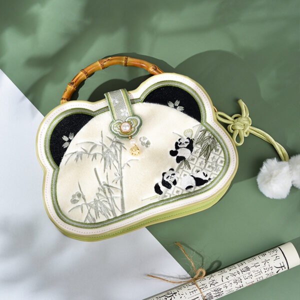 Panda Embroidered Han Chinese Clothing Crossbody Bag - Image 3