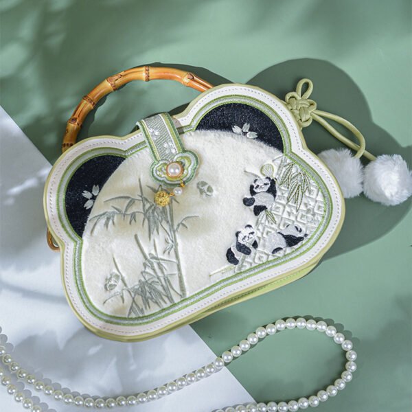Panda Embroidered Han Chinese Clothing Crossbody Bag - Image 2