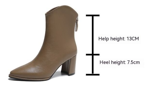 Women’s Genuine Leather White Pointed Toe High Heel Boots - Image 8