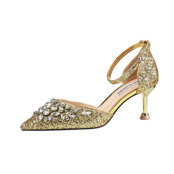 European And American Sexy Pointed Toe Rhinestone High Heels - Image 5