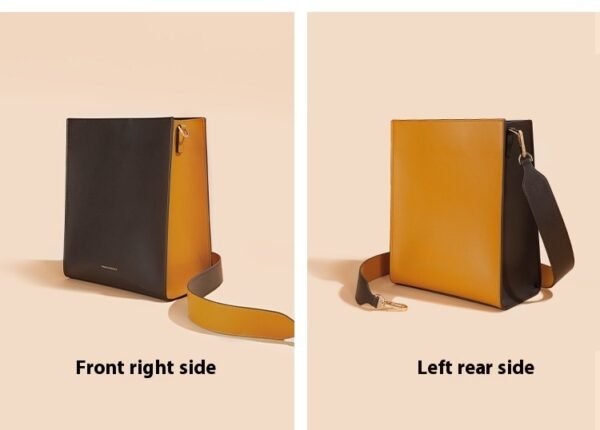 Women's Wide Shoulder Strap Leather Bag – New Contrast Color Shoulder - Image 3