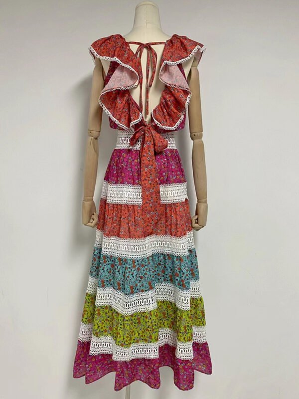 Patchwork Skirt Suit for Women – Hollow Out Top - Image 5
