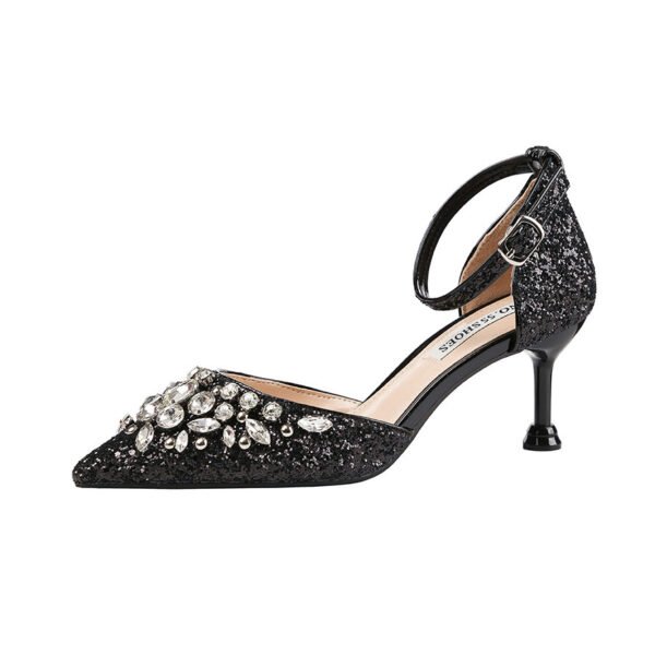 European And American Sexy Pointed Toe Rhinestone High Heels - Image 2