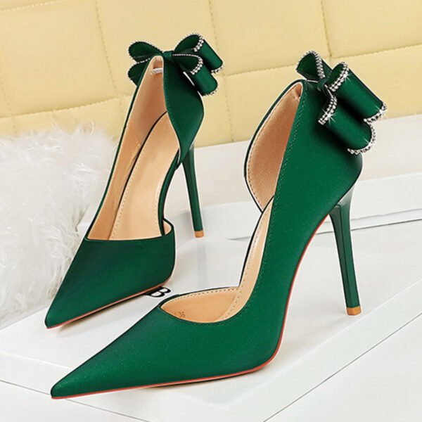 Sexy Low-Cut Pointed Toe Rhinestone Stiletto Heel High Heels for Women - Image 6