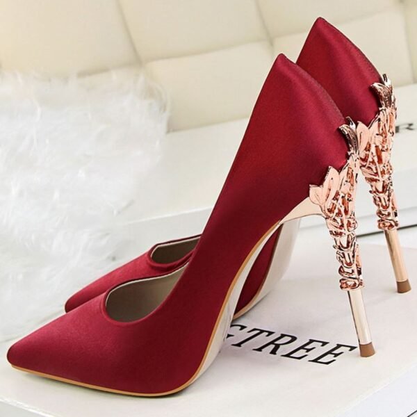 Elegant Autumn Satin High Heels for Women – Classic Pointed Toe Party Shoes - Image 4