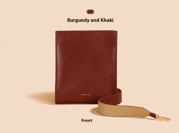 Women's Wide Shoulder Strap Leather Bag – New Contrast Color Shoulder - Image 4