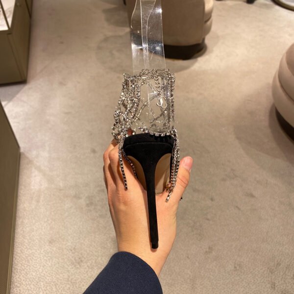 Women's Rhinestone Mesh Pointed Toe High Heels - Image 3