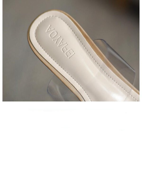 Elegant Flat Mid-heel Chunky Crystal High Heels - Image 8