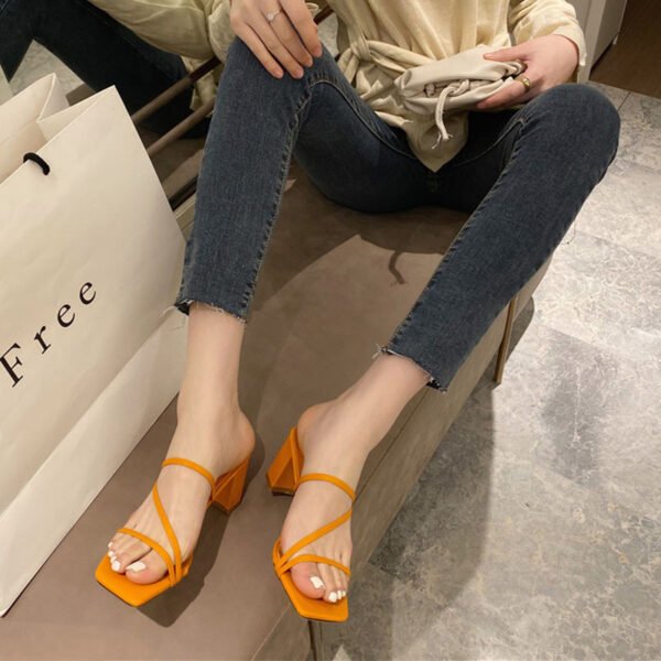 Thick Heel Slippers – Stylish Comfortable Block Heel - Image 5