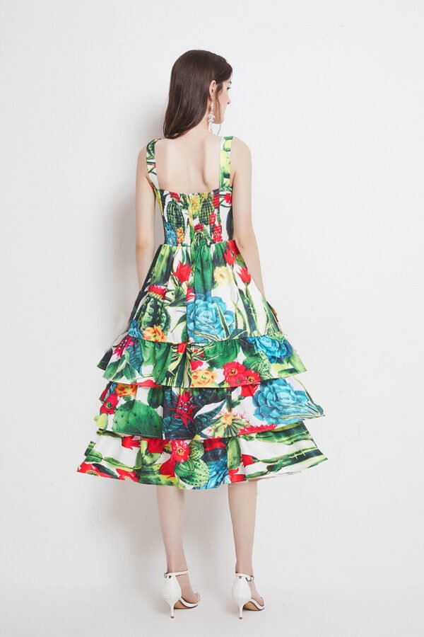 Temperament Print Ladies Mid Length Suspender Cake Skirt - Image 9