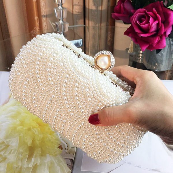 Women’s Rhinestone Pearl Handbag – Retro Fashion Evening Clutch - Image 2