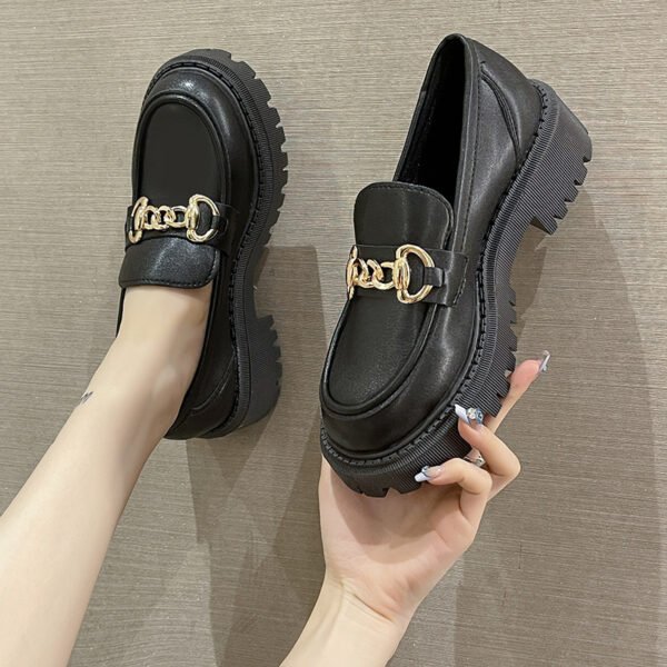 Women’s Matte Leather British Style Shoes – Thick Bottom - Image 10