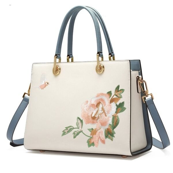 Women’s Embroidered Cowhide Bag – Portable Leather Handbag - Image 6
