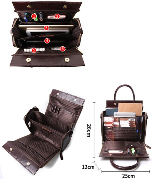 Women’s Large Capacity Genuine Leather Multifunctional Portable Shoulder Bag - Image 5