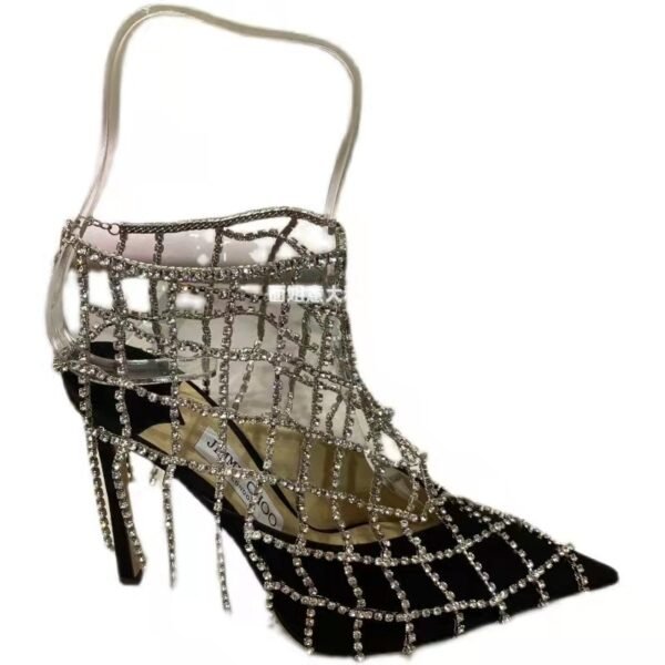 Women's Rhinestone Mesh Pointed Toe High Heels - Image 5