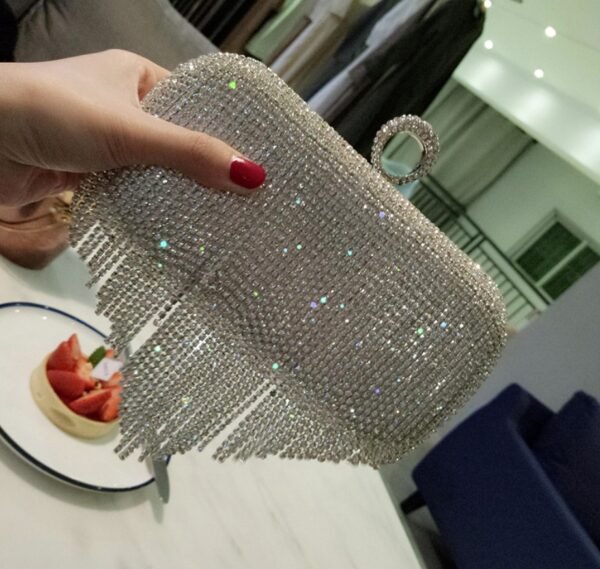 Women’s Diamond Fringe Evening Bag – Shiny Party & Bridal Clutch - Image 5