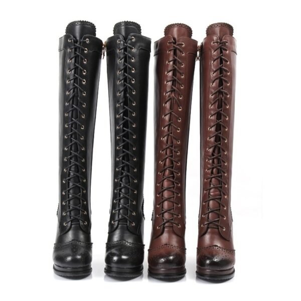 Chunky Heel Strap High Tube Women High Heels - Image 2