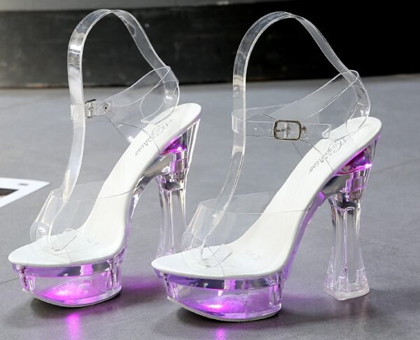 Sandals for Women – Feminine Transparent Crystal Platform High Heels - Image 2