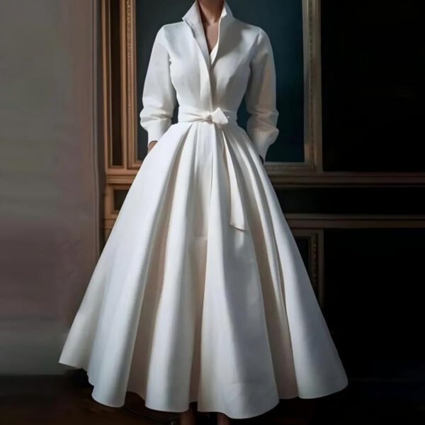 Women’s Simple Stand Collar Dress – Elegant Temperament Office - Image 4